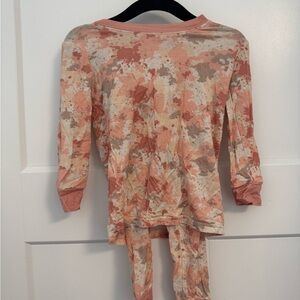 Splatter Print Kids Pajama Set in Pink and Cream